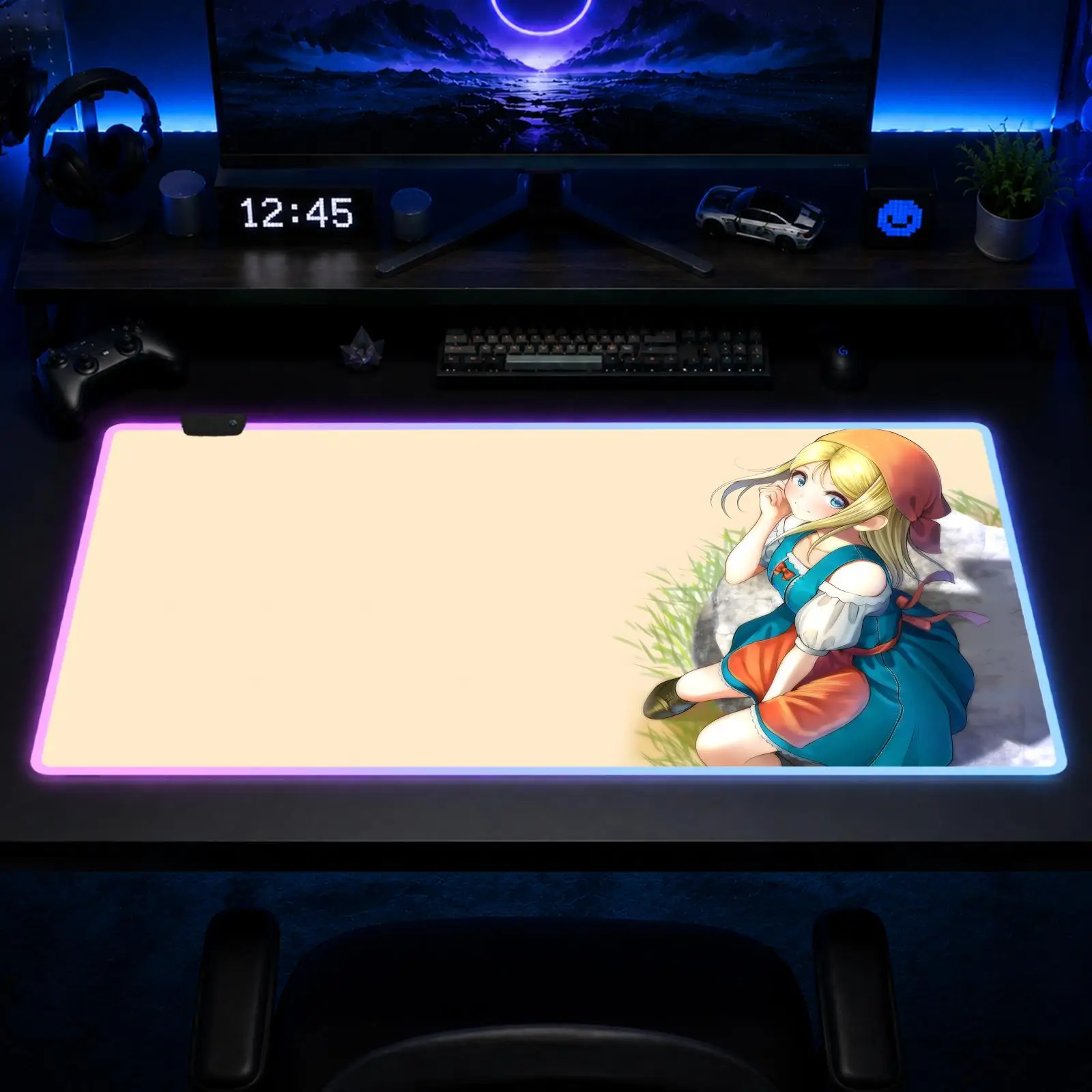 

Dragon Quest Xi Mouse Pad Gaming Anime Mouse Pad XXL RGB Desk Mats LED Table Pads Backlit Rubber Desktop