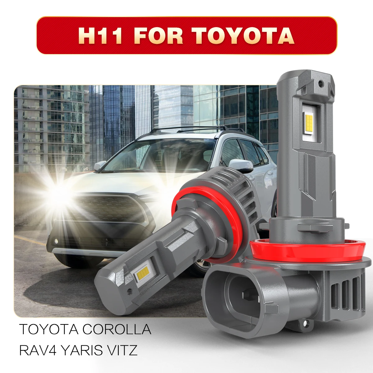 

AUHSSAN 2x H8 H9 H11 H16 Car Led Headlight Bulb Canbus 6000K White Fog Light Diode Lamp 55w For Toyota Corolla Rav4 Yaris Vitz