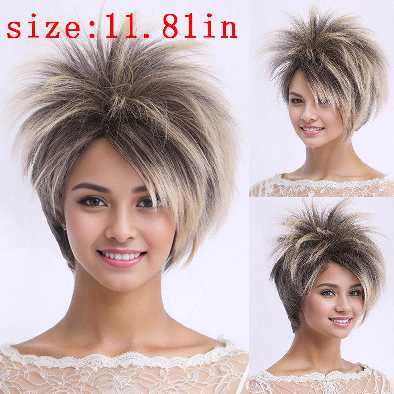 Film Cosplay Pruik Mode Vrouw Kort Haar Goudbruin Hoge temperatuur Zijde Gesimuleerd Haar Roos Netto Dagelijkse slijtage Volledige pruiken