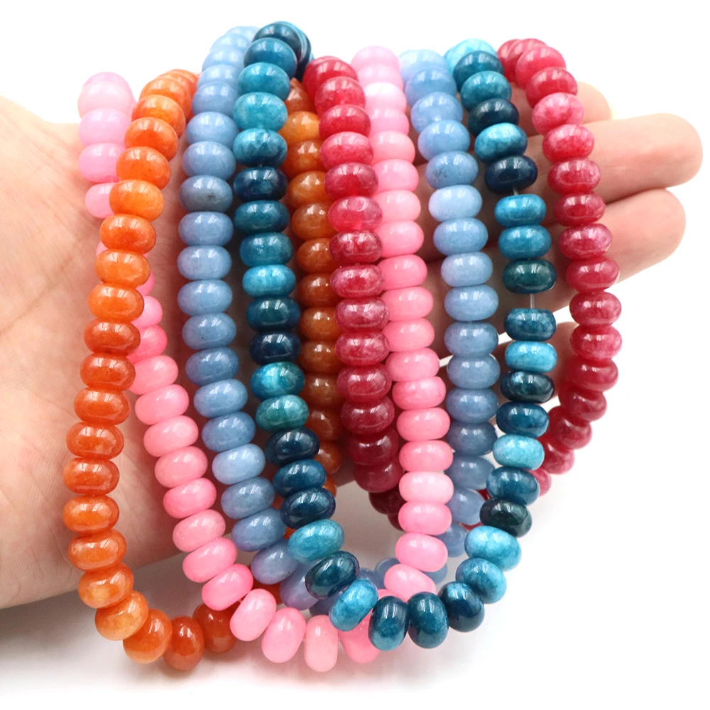 6x10mm Naturstein Rondell Abacus lose Perlen, bunte glatte Spacer-Perlen für DIY Schmuckherstellung Armband Halskette Edelsteinzubehör – Detail 5