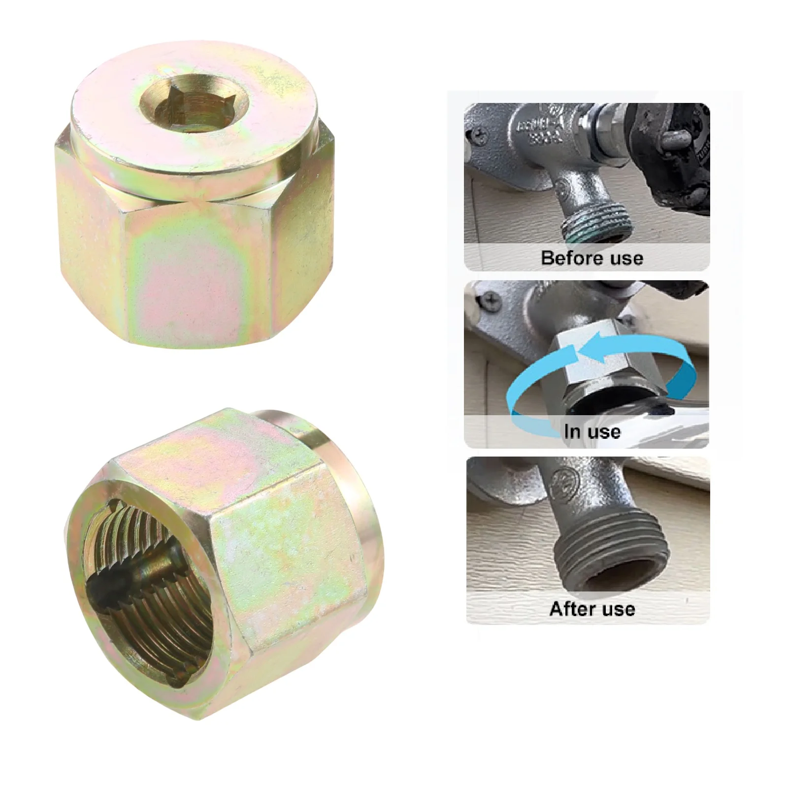2pcs 05265 Thread Cleaner Adapter Repairing Threads on Hose Taps fit Socket Drive Wrench Outdoor Faucet Pipe Plumbing Cleaning