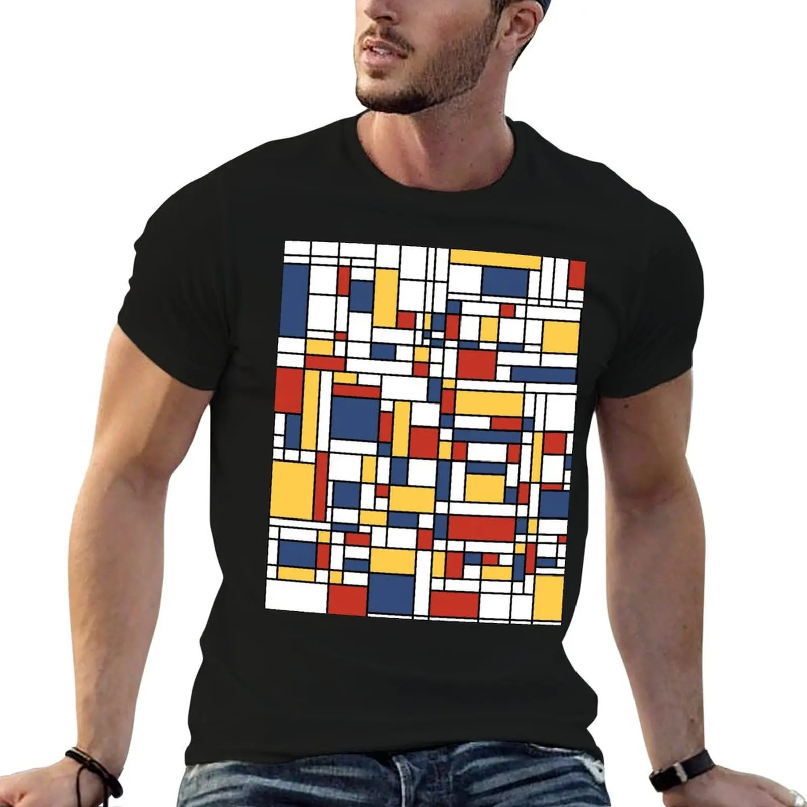 Mondrian De Stijl Pattern T-Shirt baggy shirts anime t shirts anime clothes mens graphic t-shirts