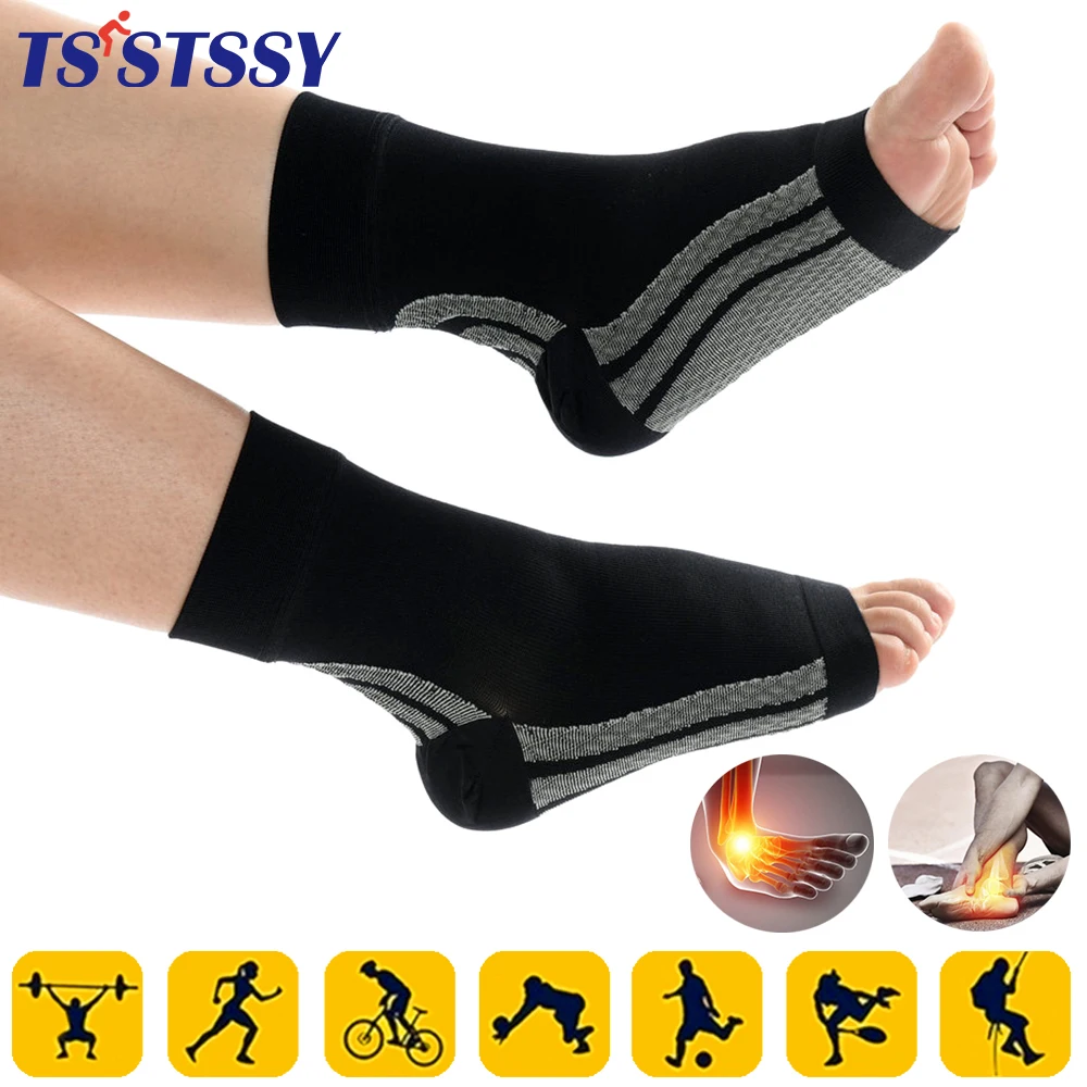 1Pair Ankle Brace Compression Support Sleeves Achilles Tendon Support Foot Socks for Joint Pain,Plantar Fasciitis,Eases Swelling