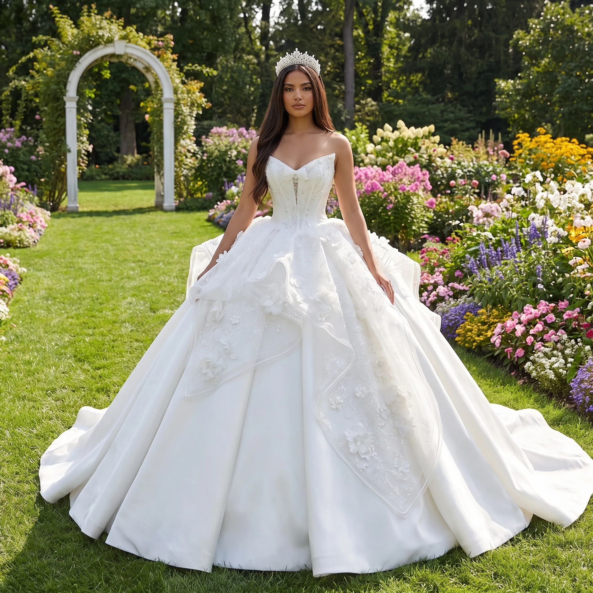 Strapless Wedding Dress Ball Gown Bride Gown Princess Vestido De Novia Wedding Gowns Customized Ruched vestidos de novia boda