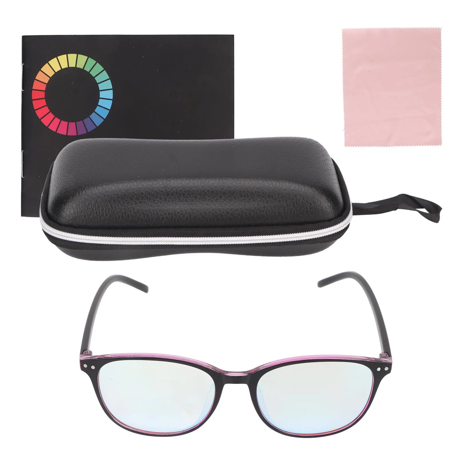 Red Green Blindness Glasses Color Blind Corrective Glasses Black Red Frame Lightweight Sunglasses with Test Map for Driving