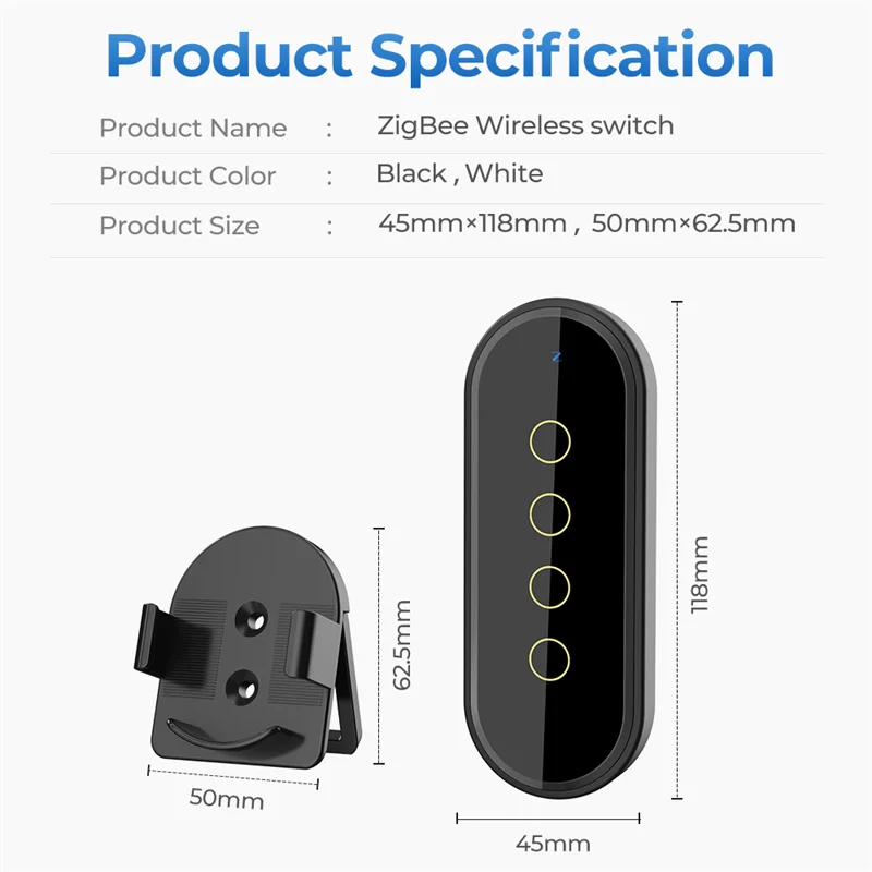 Tuya ZigBee 무선 스마트 홈 씬 스위치 라이트 리모컨, 스마트 라이프 폰 앱, 4 갱, 12 씬 터치 라이트 스위치