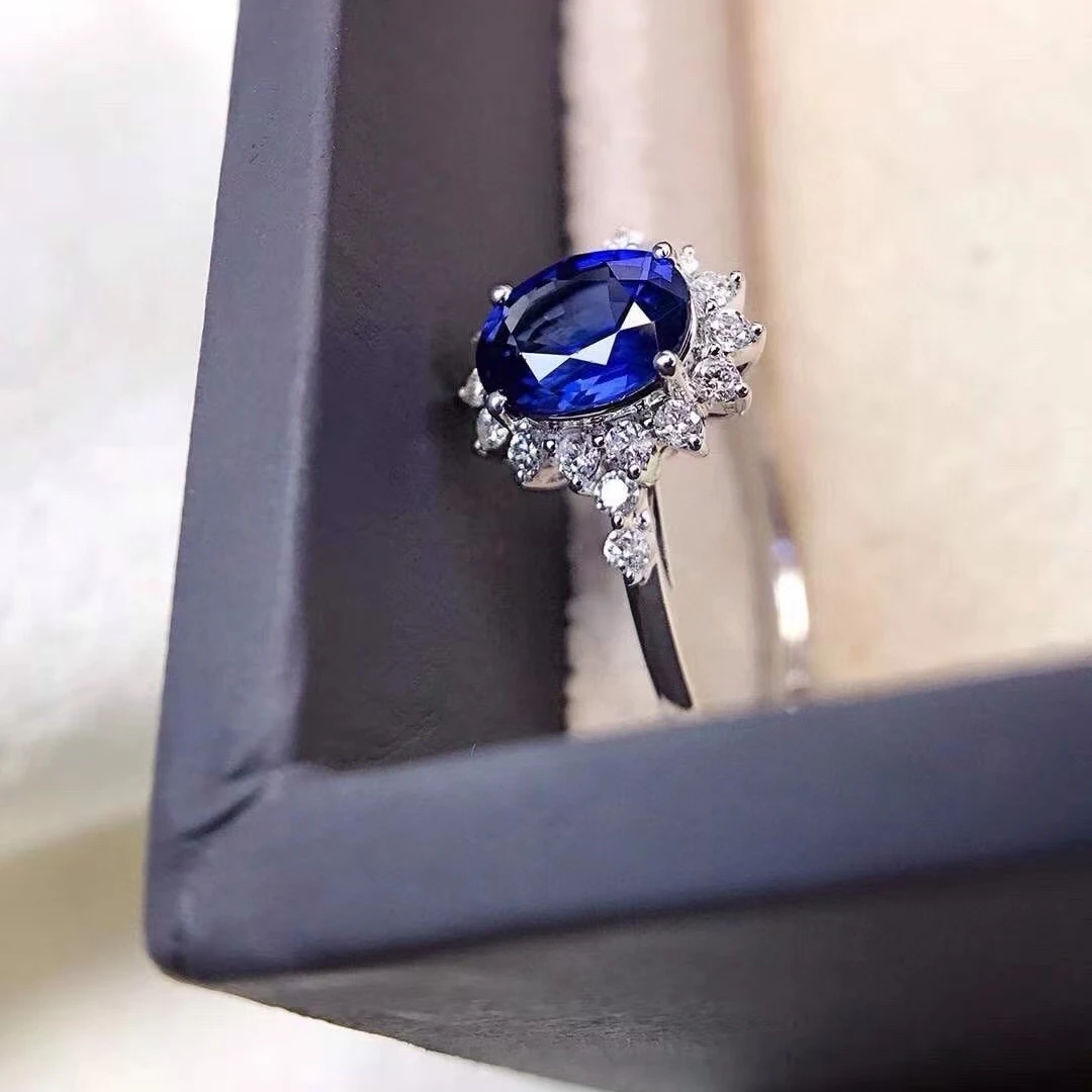 KJJEAXCMY Natural Premium Sapphire S925 silver exquisitely Ring Full of luster Simple,elegant and high-end Birthday present