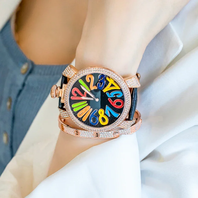 

Fashionable European and American style domineering oversized dial watch for women, retro Hong Kong style high-end feel