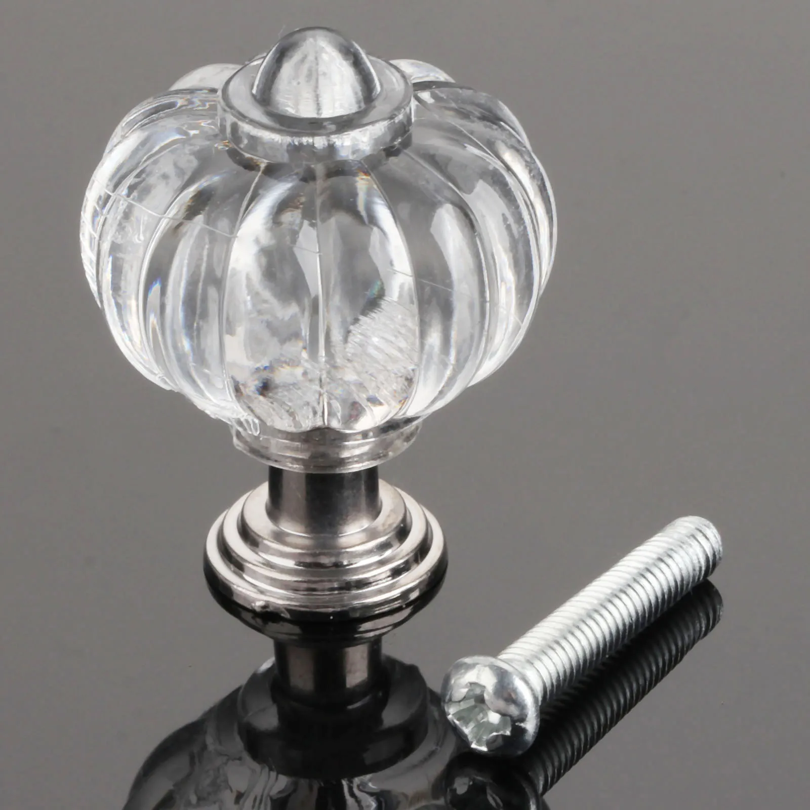 1Pc Clear Crystal Glass Transparent Acrylic Door Knob Furniture Cupboard Pulls Drawer Knobs Kitchen Cabinet Handle and Screw