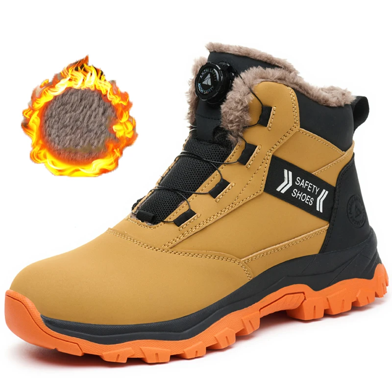 Rotating Button Protective Boots Steel Toe Shoes Work Boots Men Shoes Safety Boots Indestructible Shoes Waterproof Work Sneakers