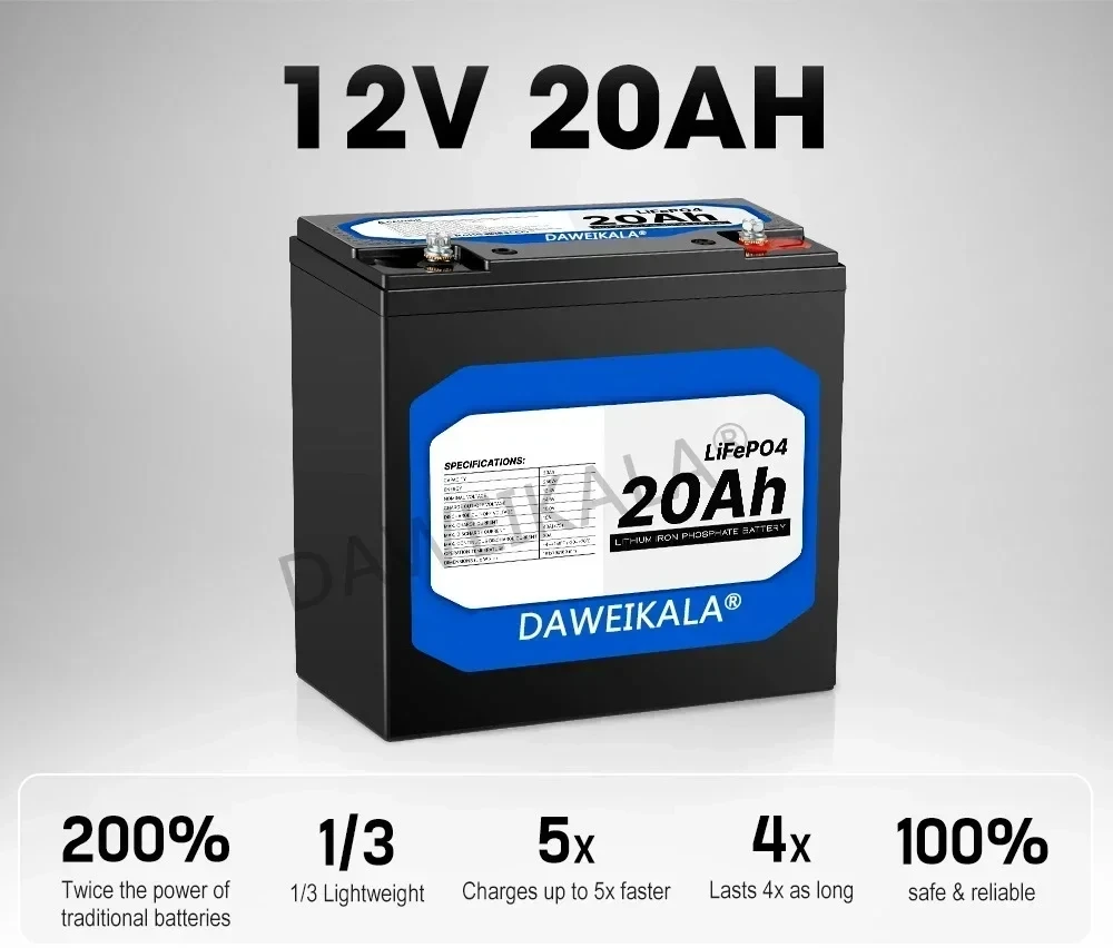 12V battery 20Ah 50Ah 100Ah 150Ah 200Ah LiFePo4 Battery Pack Lithium Iron Phosphate Batteries Built-in BMS For Solar Boat No Tax