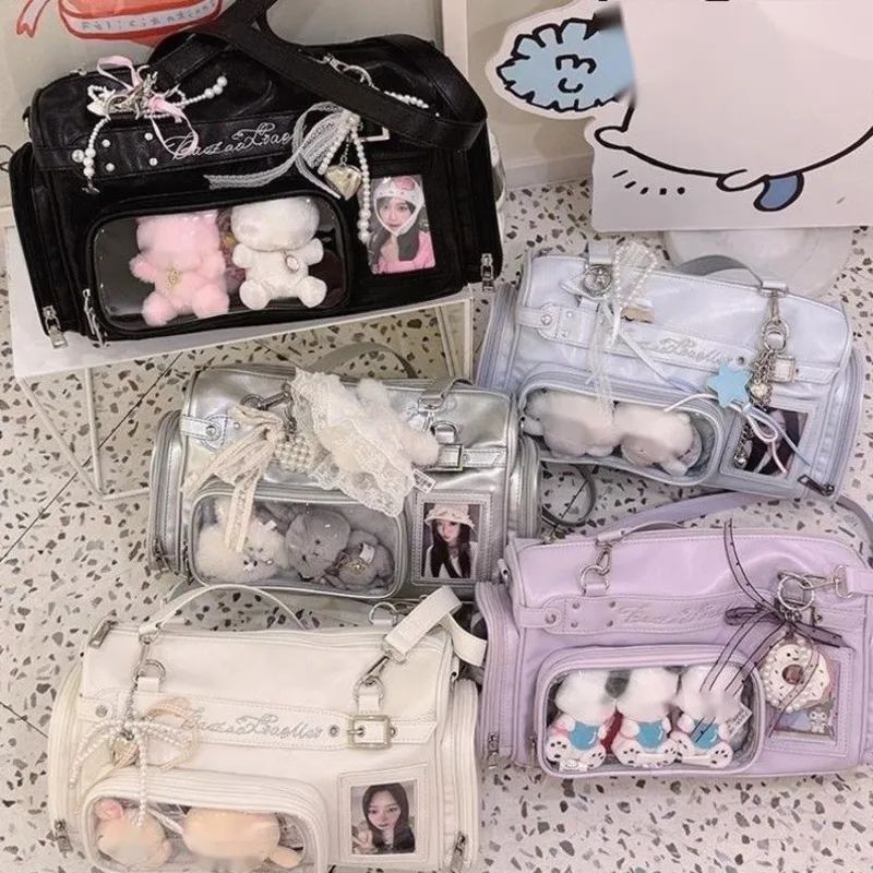 Transparent Ita Bag Boston Handbag, Shoulder Tote Plush Display Purse, Cute Kawaii Idol Merch Carrier, Casual Crossbody Bag Gift
