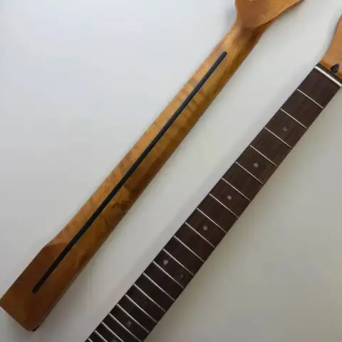 Roasted Maple TL Electric Guitar Neck, Right Hand Reverse Headstock, Rosewood Fingerboard, 22 Frets, 9.5 Inch Radius, Guitar Nec