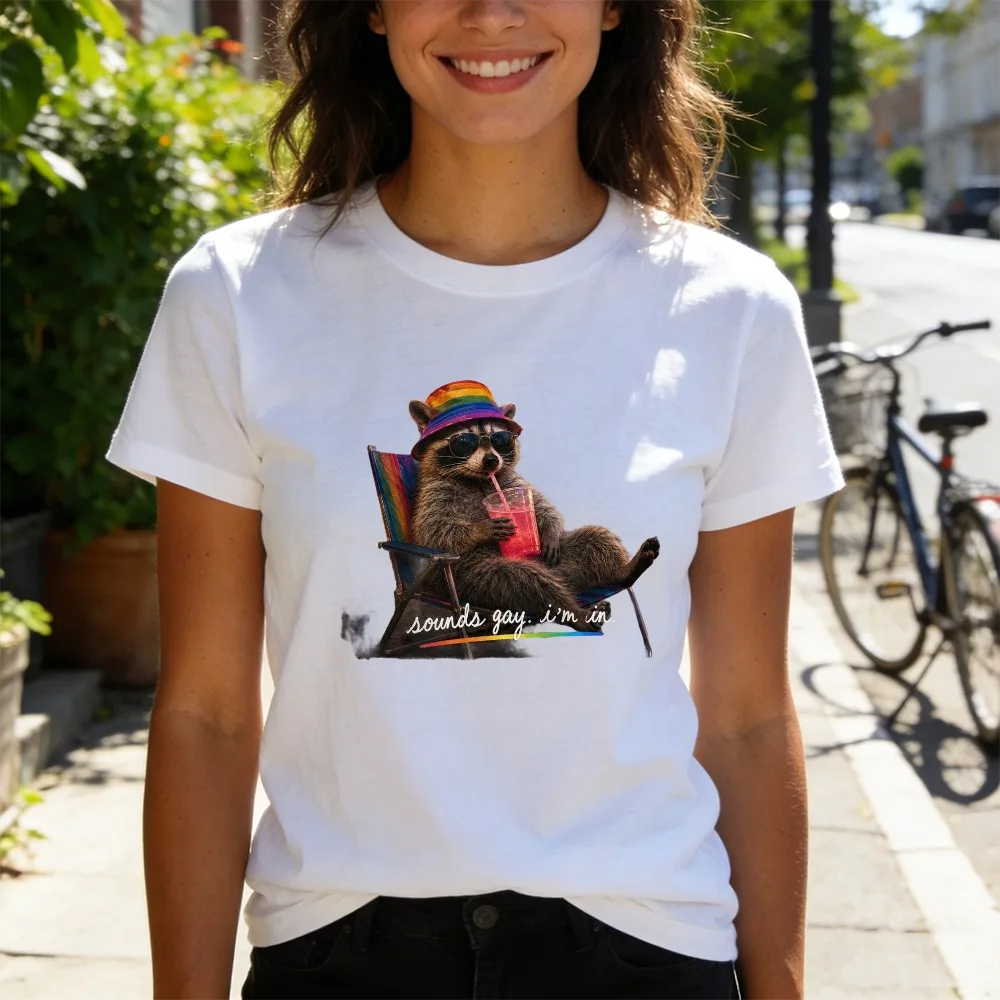 Funny Pride Raccoon Shirt Sounds Gay I'm in T-Shirt LGBTQ+ Pride Month Gift Streetwear Men Women Fashion Crewneck Cotton Tee Top