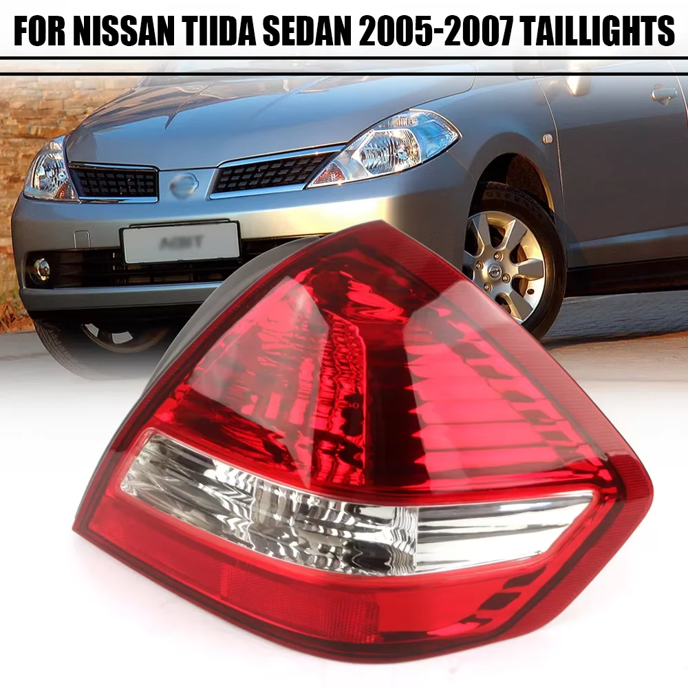 Left Right Side Rear Tail Light Assembly For Nissan Tiida Sedan 2005 2006 2007 Red Tail Lamp Brake Turn Signal Light Replacement