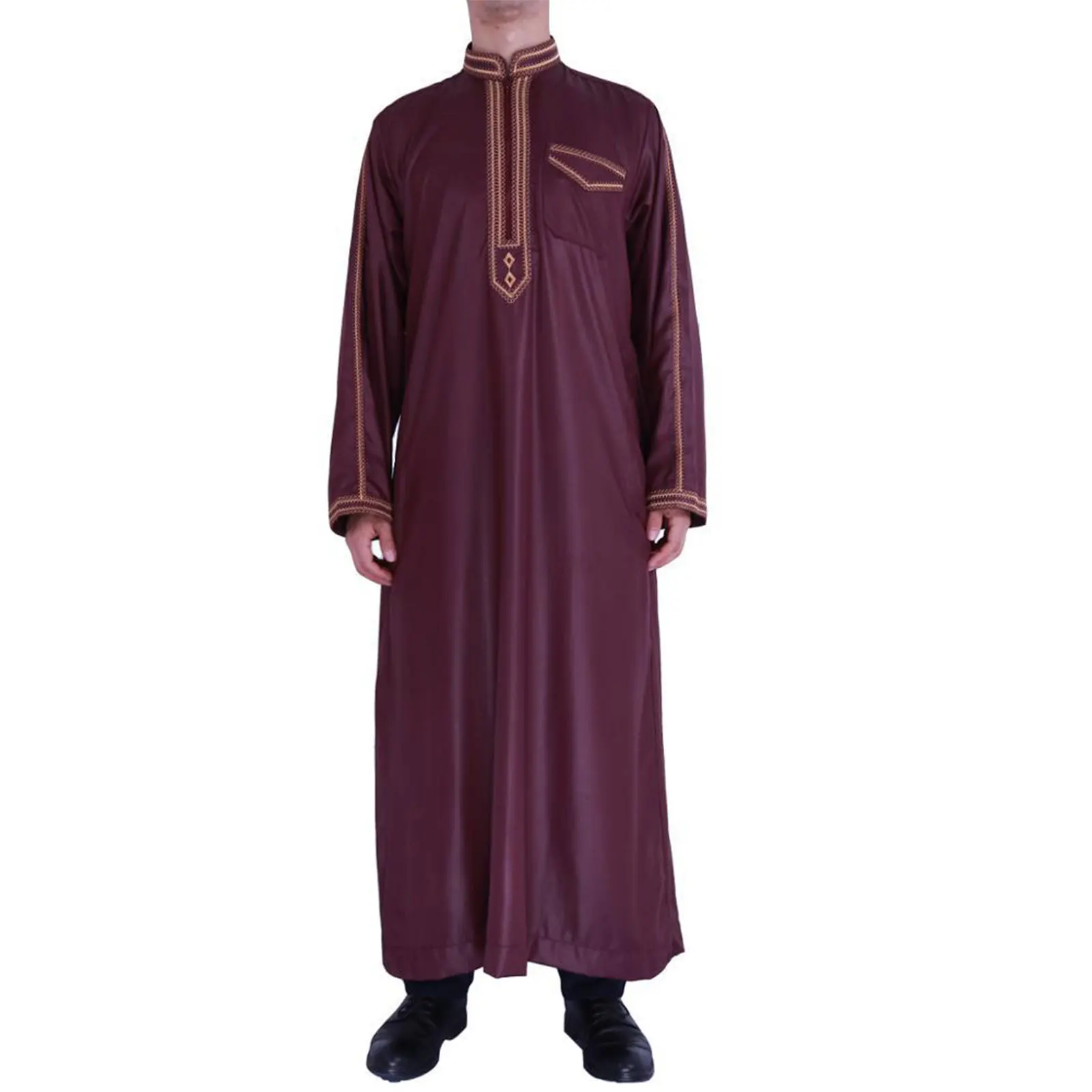 Moda musulmana Jubba Thobe Uomo Jubba Caftano Thobe Abito lungo musulmano arabo saudita a maniche lunghe