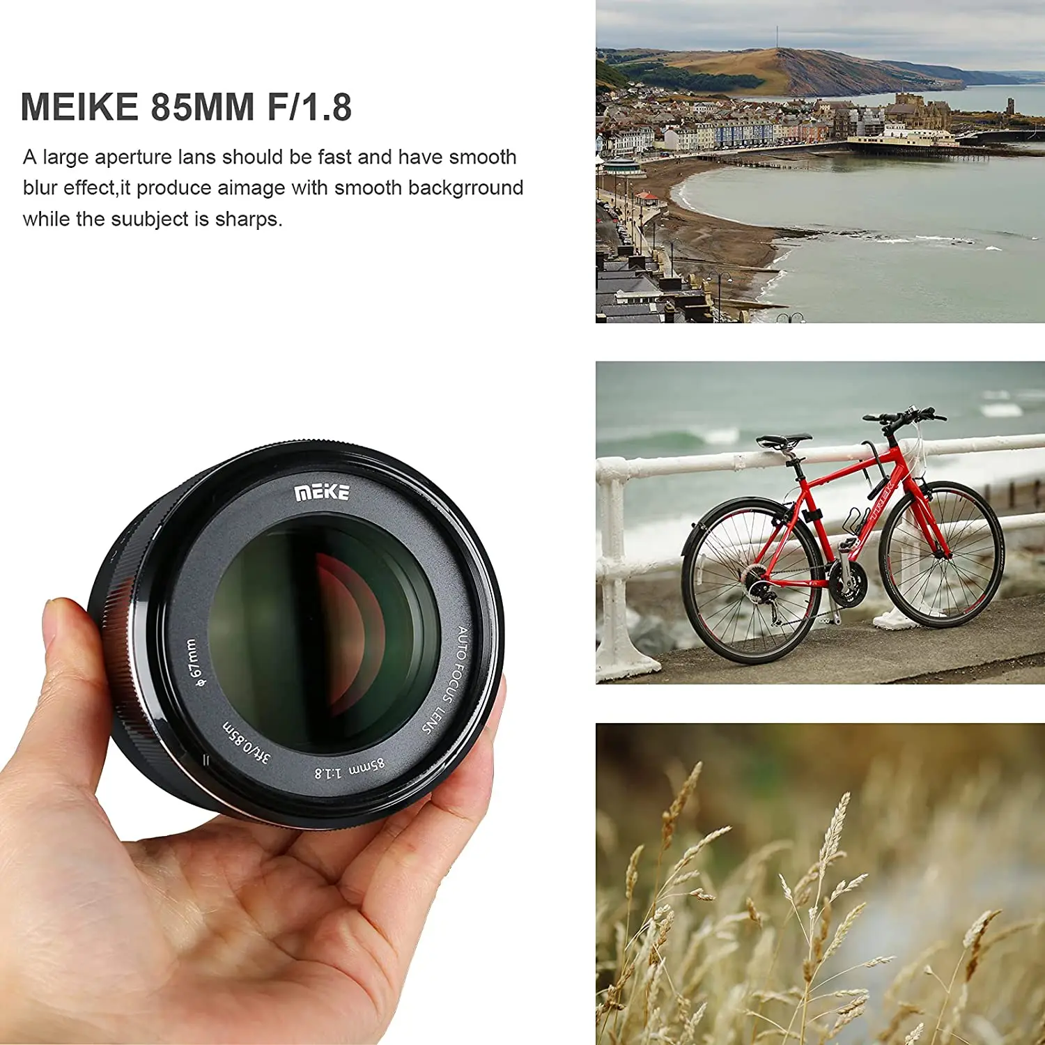 Meike 85mm F1.8 Full Frame Auto Focus Portrait Prime Lens for Canon EOS EF Mount Digital SLR Cameras 1300D 600D200D 6D 5D 450D