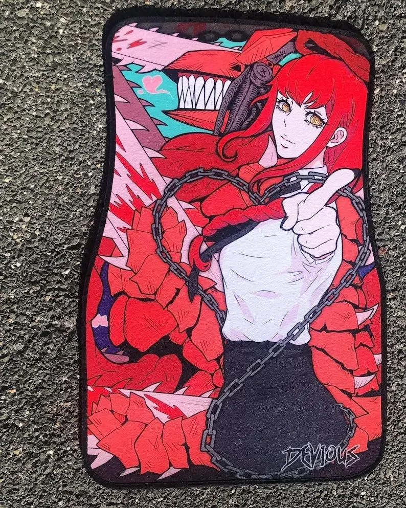 Devil Waifu Car Mats Pink Anime Custom Car 4-Piece Pads  Car Accessories view 3