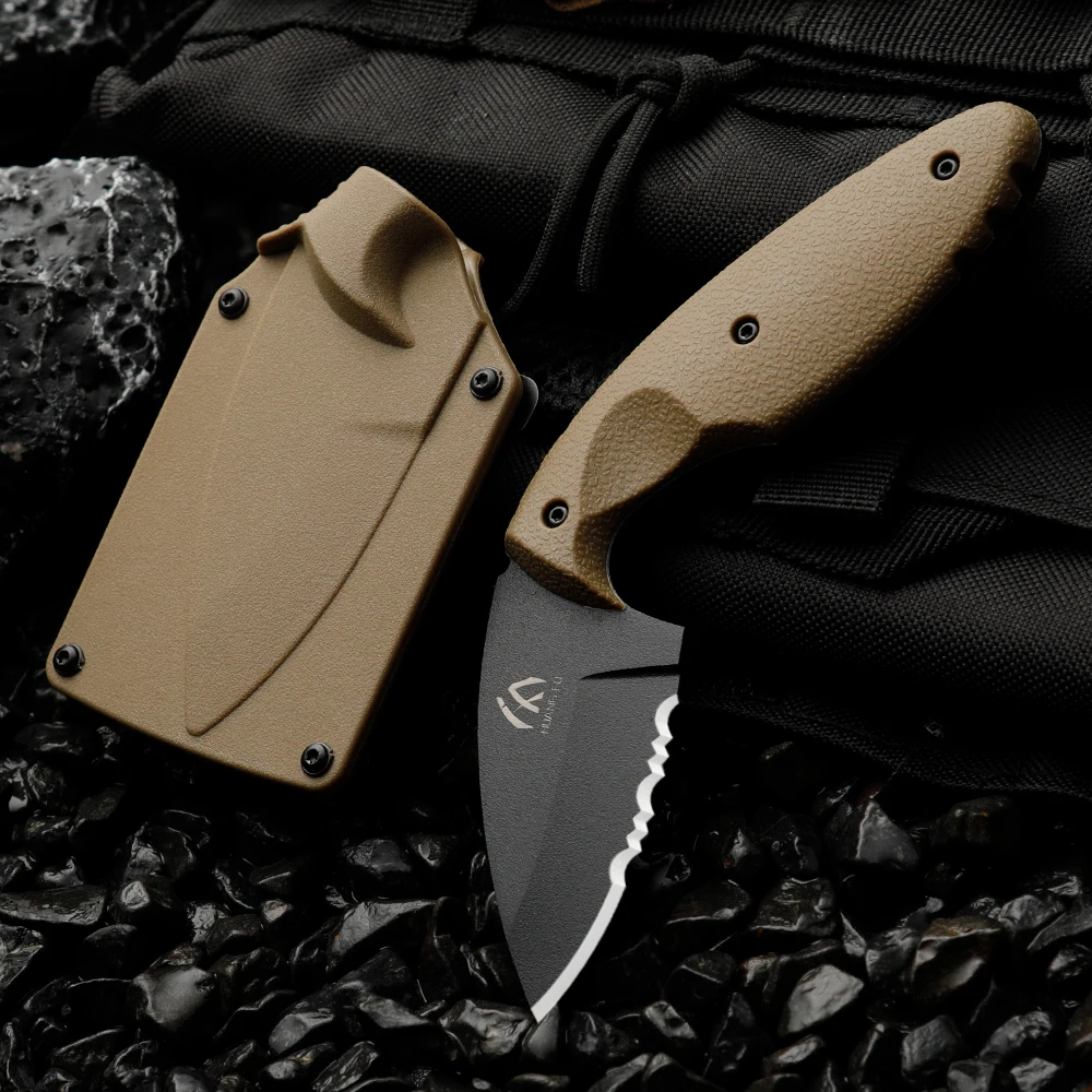 High-quality steel fixed-blade knife, outdoor knife, camping knife with high-hardness integrated spine and sheath for emergency view 3