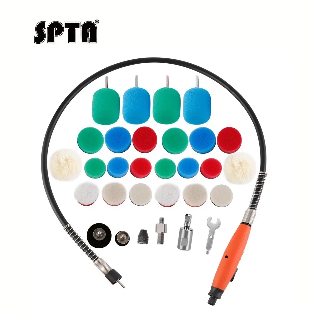 SPTA 30Pcs Mini Polishing Foam Sponge Detailing Extention Tools Kit for Rotary Polisher Drill Buffing Waxing Car Accessories