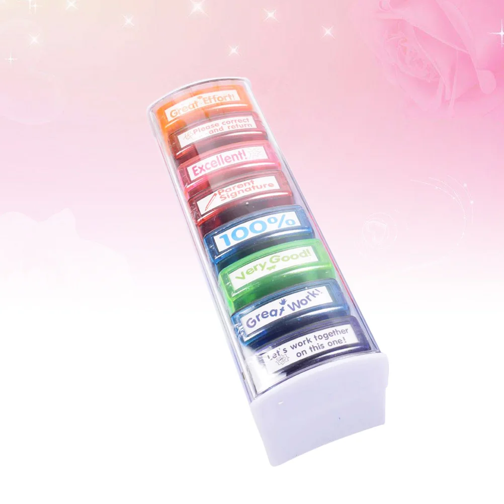 8 قطعة مضحك الإبداعية ملاحظة الختام مجموعة البلاستيك للمعلم طالب المدرسة تشجيع الثقة تعزيز ملاحظة ختم #2