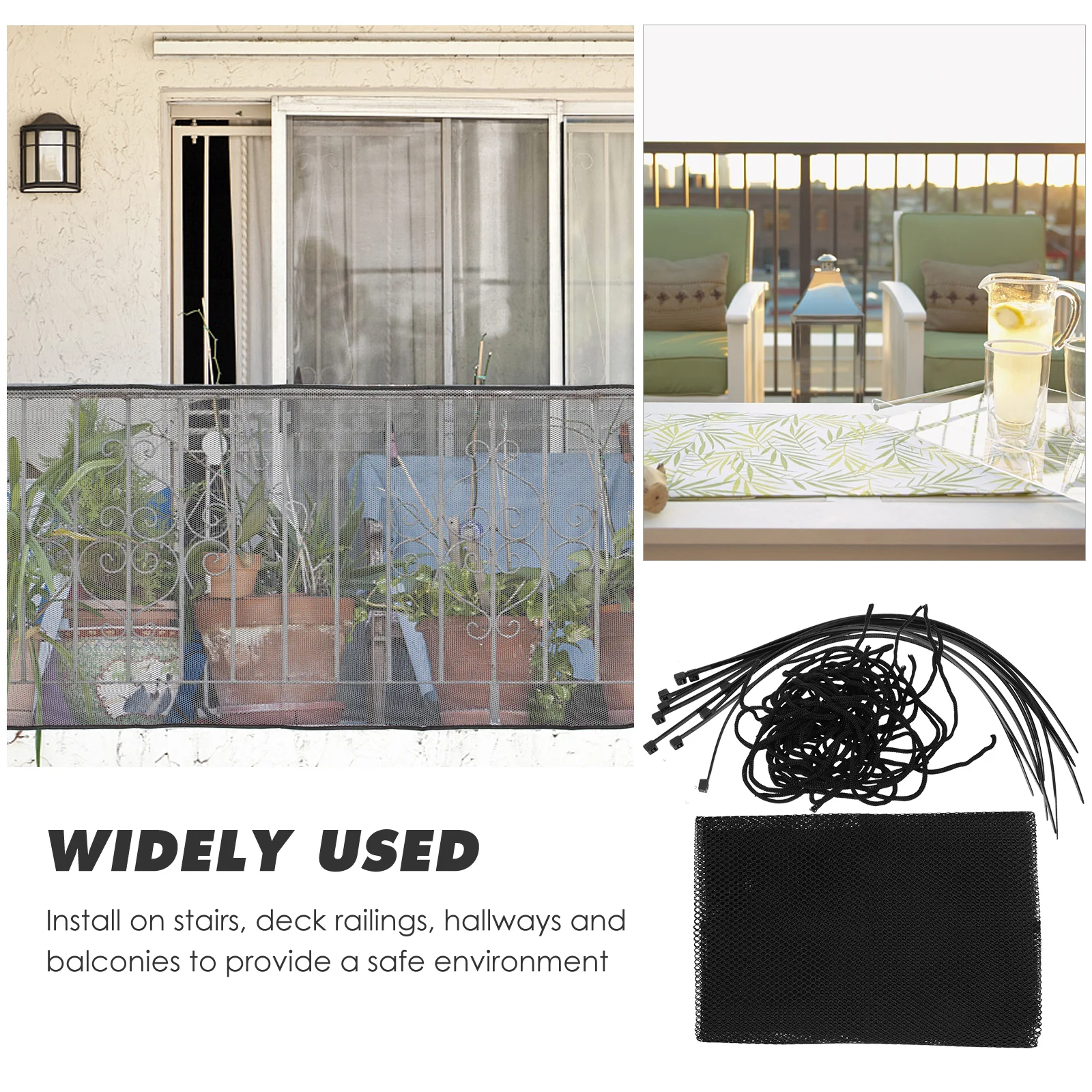 Rete di protezione per scale a prova di rete per balcone per animali domestici Scala a rete spessa nera per bambini