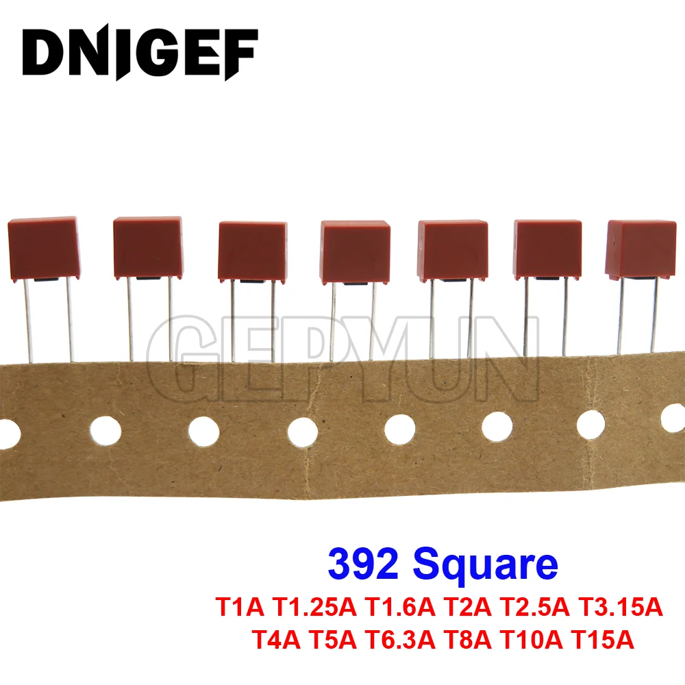 10pcs Fuse 2A 1A 3.15A 4A 5A 6.3A 250V 392 Square Plastic Fuse T2A LCD TV Power Board Commonly Used Fuses Slow Blow Fuse T3.15A