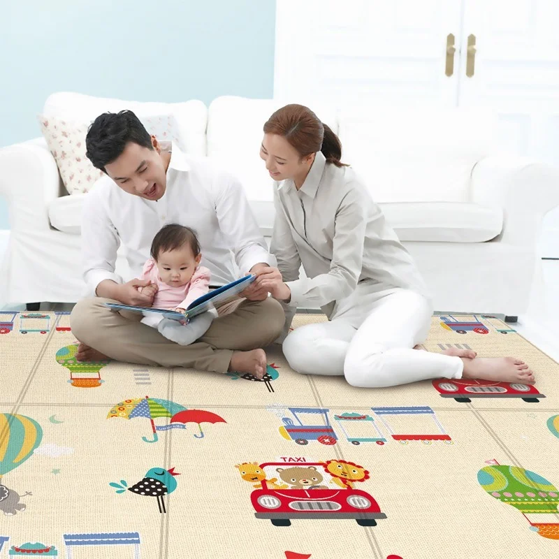 Alfombrilla de actividades para gatear para bebé, Alfombra de juego impermeable de dibujos animados para gatear, Alfombra de doble cara para niños, almohadilla de espuma suave