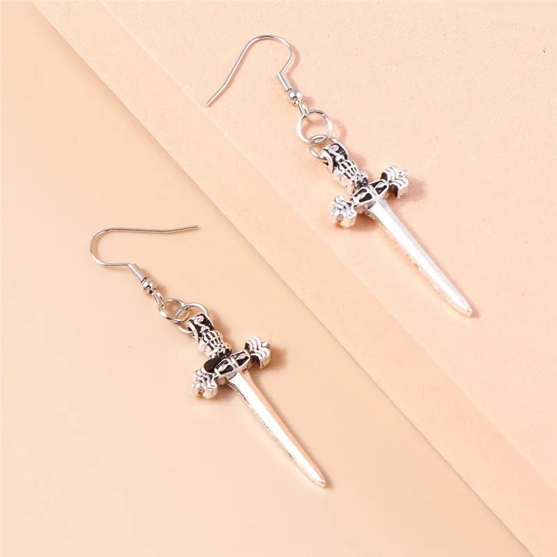 Aihua Gothic Vintage Schwert-Ohrringe für Damen und Herren, modischer Punk-Rock-Party-Schmuck, Accessoires, Geschenk, Fantasy-Kreuz-Ohrringe – Detail 7