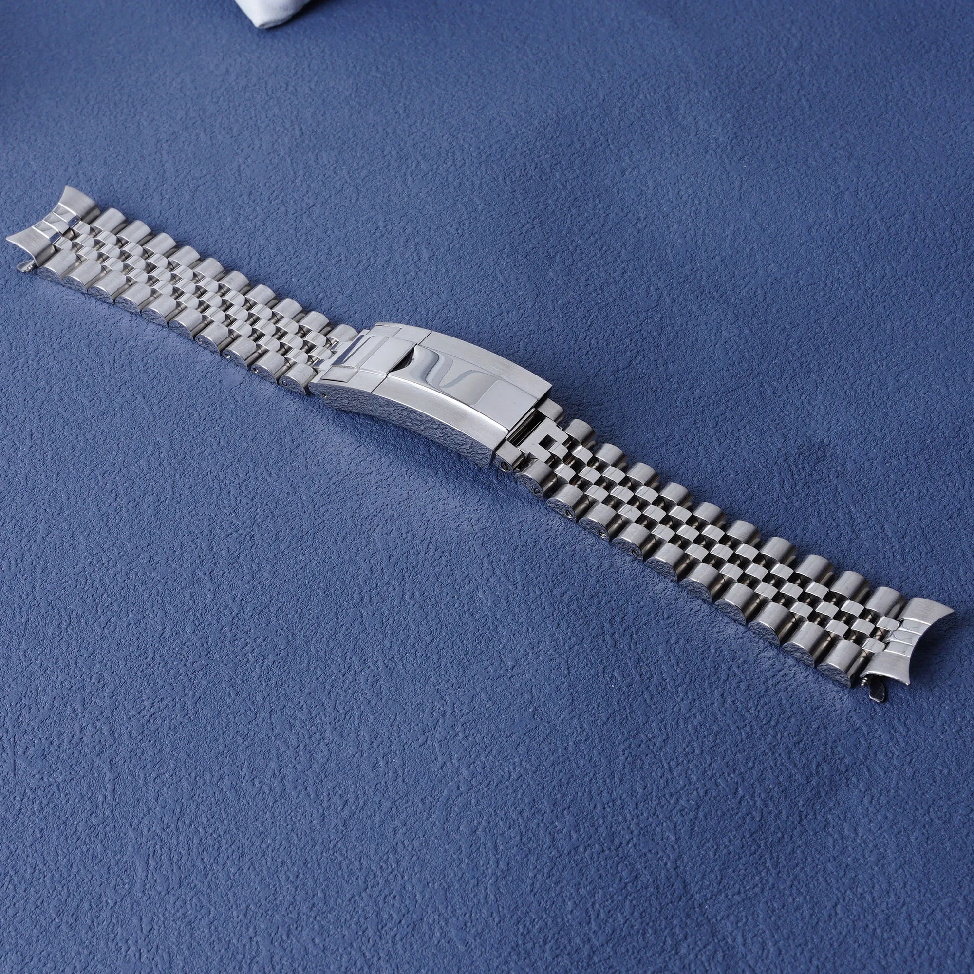Rolamy 18mm Jubilee Hollow Endband with Oyster Deployment Clasp Stainless Steel Watch Band For Seiko 5 SNK361 SNK355 SNK369