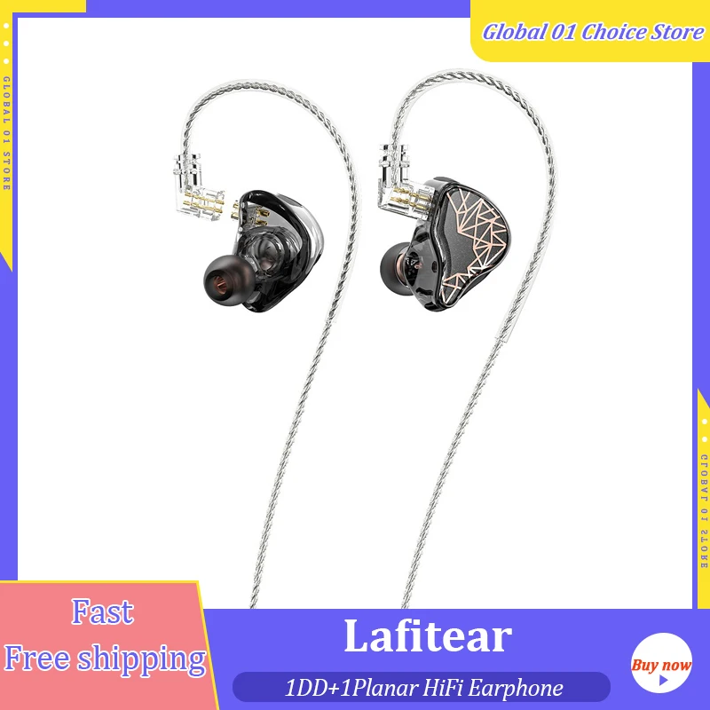

Lafitear 1 Planar + 1DD динамический драйвер Hi-Fi наушники-вкладыши IEM с монокристаллическим медным 2-контактным кабелем 0,78 мм