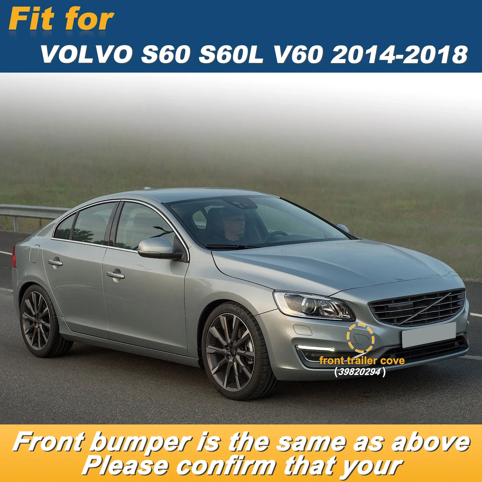 For VOLVO S60 S60L V60 2014-2018 Front Bumper Tow Hook Towing Eye Cover Lid Replacement Parts 39820294 31323839
