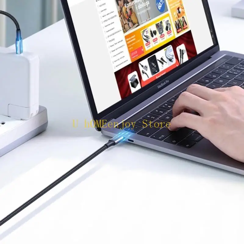 B0KF USB C to USB C Cable 90 Degree Type C 100W Cord 480Mbps Fast Charging Nylon Cabl