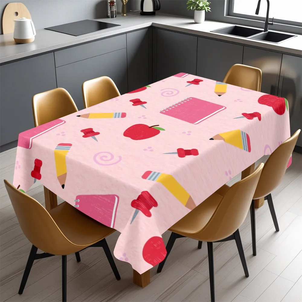 One polyester tablecloth for returning to school, printed with cute pencilsZYC