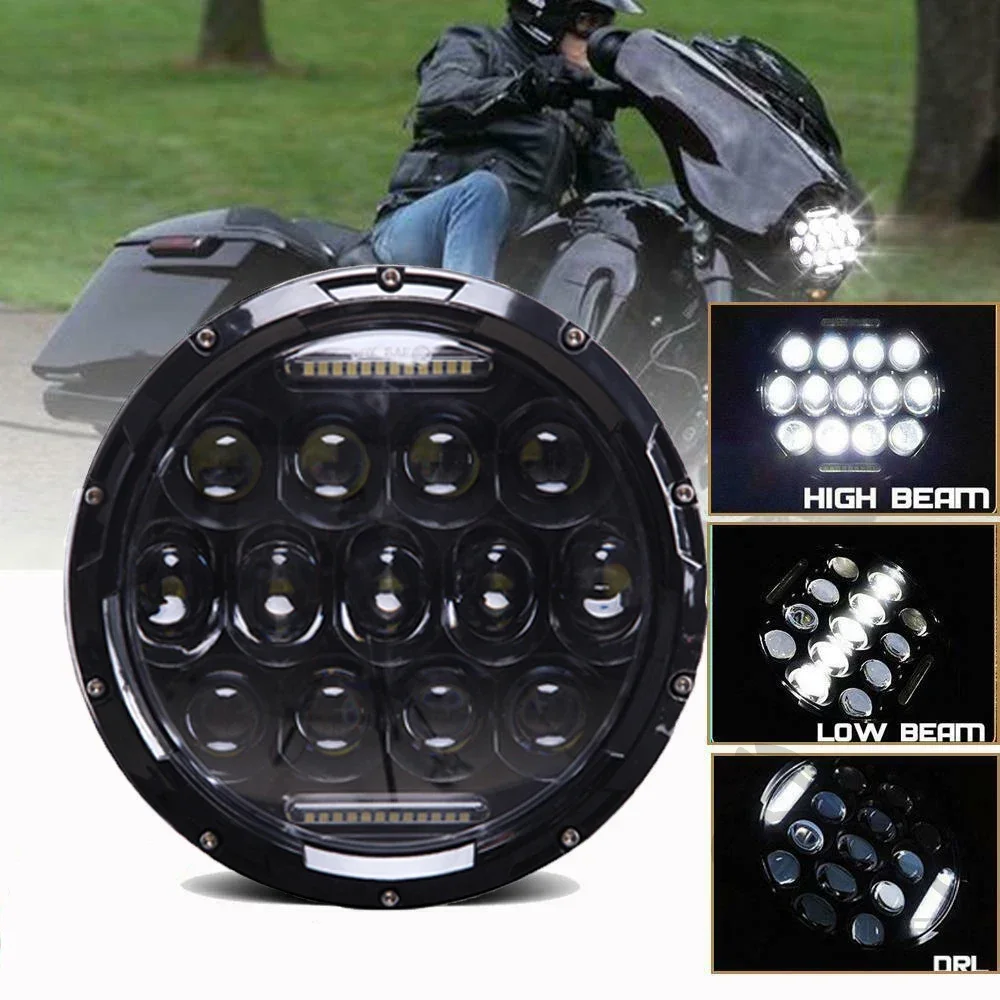 

7" inch Motorcycle Headlight Round LED Projector For harley Cafe Racer Softai Fat Touring Electra Road King Street Glide