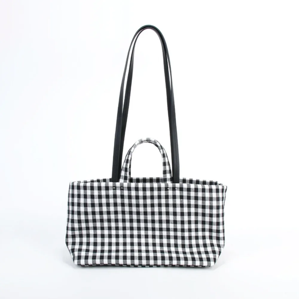 New Niche Design Small Fresh Literary Plaid Canvas Bag Commuter Versatile Large Capacity Shoulder Texture Unique Fashion Simple
