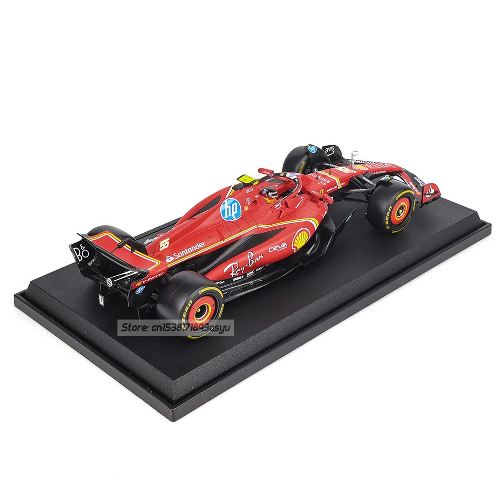 Bburago-Modèle de voiture de course en alliage, Collection de jouets de simulation, 1:18, F1 Ferrari SF24 #16 Leclerc #55 Carlos Sainz, 2024