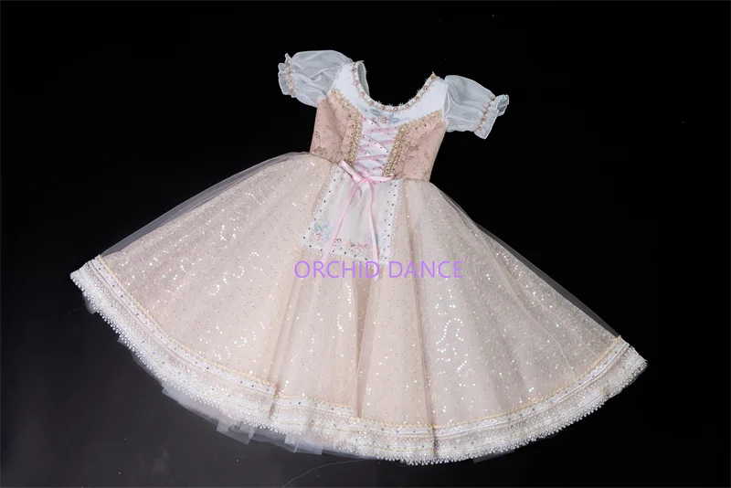 New Professional Custom Size Kids Girls Women Adults Peasant Performance Wear Costumes Long Salmon Pink Romantic Tutu Dress