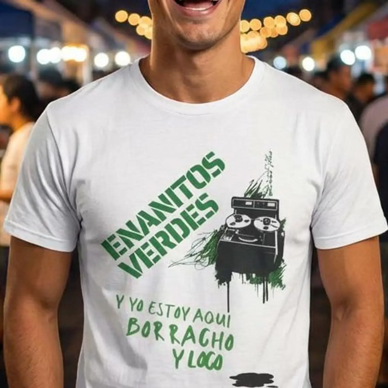 Camiseta de Hombre Enanitos Verdes Borracho y Loco 2, Estilo Vintage, Lavada, Versátil, Suave, Informal, Elástica, a la Moda