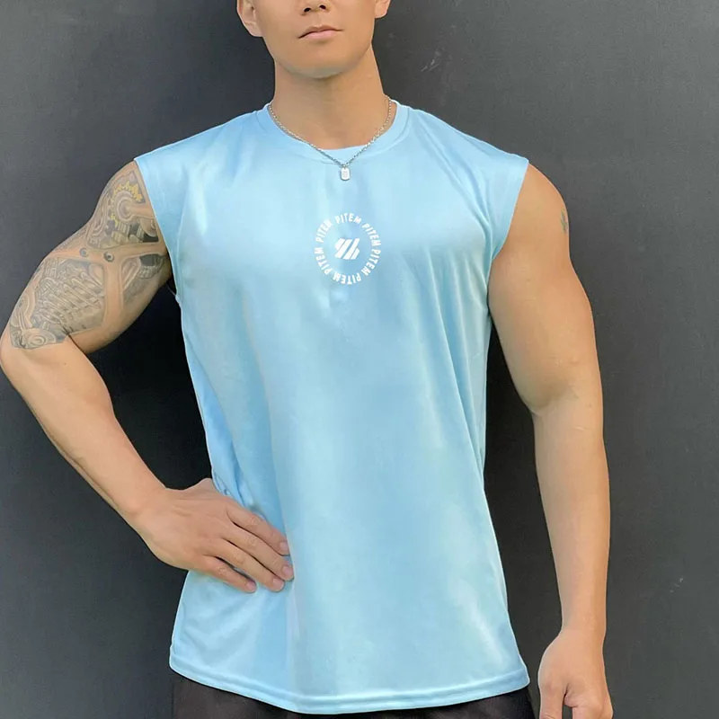 2024 New summertime Men\'s vest casual sports T-shirt Fitness training Tank top Gym t-shirt man quick-dry Men\'s clothing Top