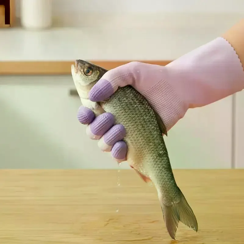 Latex Dishwashing Cleaning Gloves Kitchen Supplies Anti Slip Convenient Long Dishwashing Gloves Reusable Durable Household