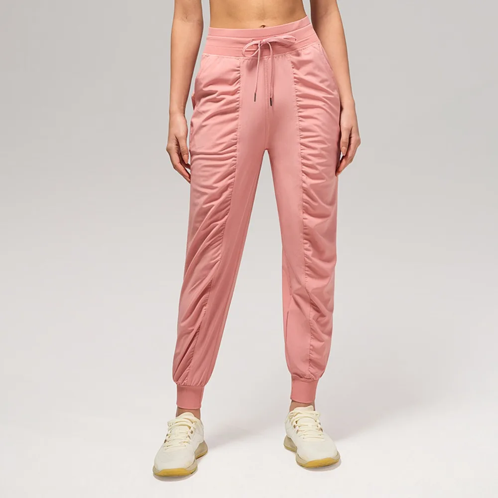 

Fabric Drawstring Running Sport Joggers Women Quick Dry Athletic Gym Fitness Sweatpants with Two Side Pockets Exercise Pants