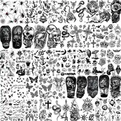 48 Sheets Small Temporary Tattoos For Women Men Neck Arm Tiny Tattoo Sticker Fake Cross Snake Tiger Lion Ghost Tatoos 3D Anchor