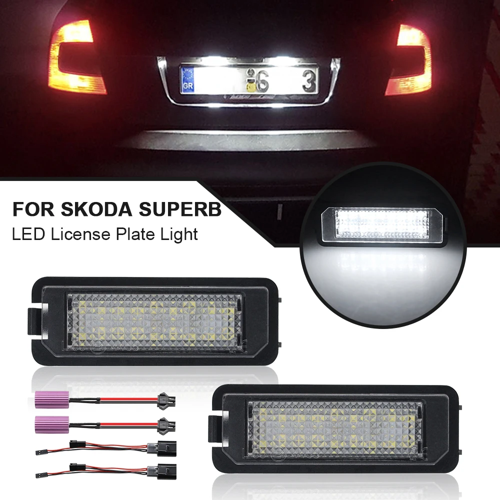 

2pcs For Skoda Superb LED License Number Plate Light Lamp For Seat Ibiza Leon VW Golf MK4 MK5 MK6 MK7 Passat B6