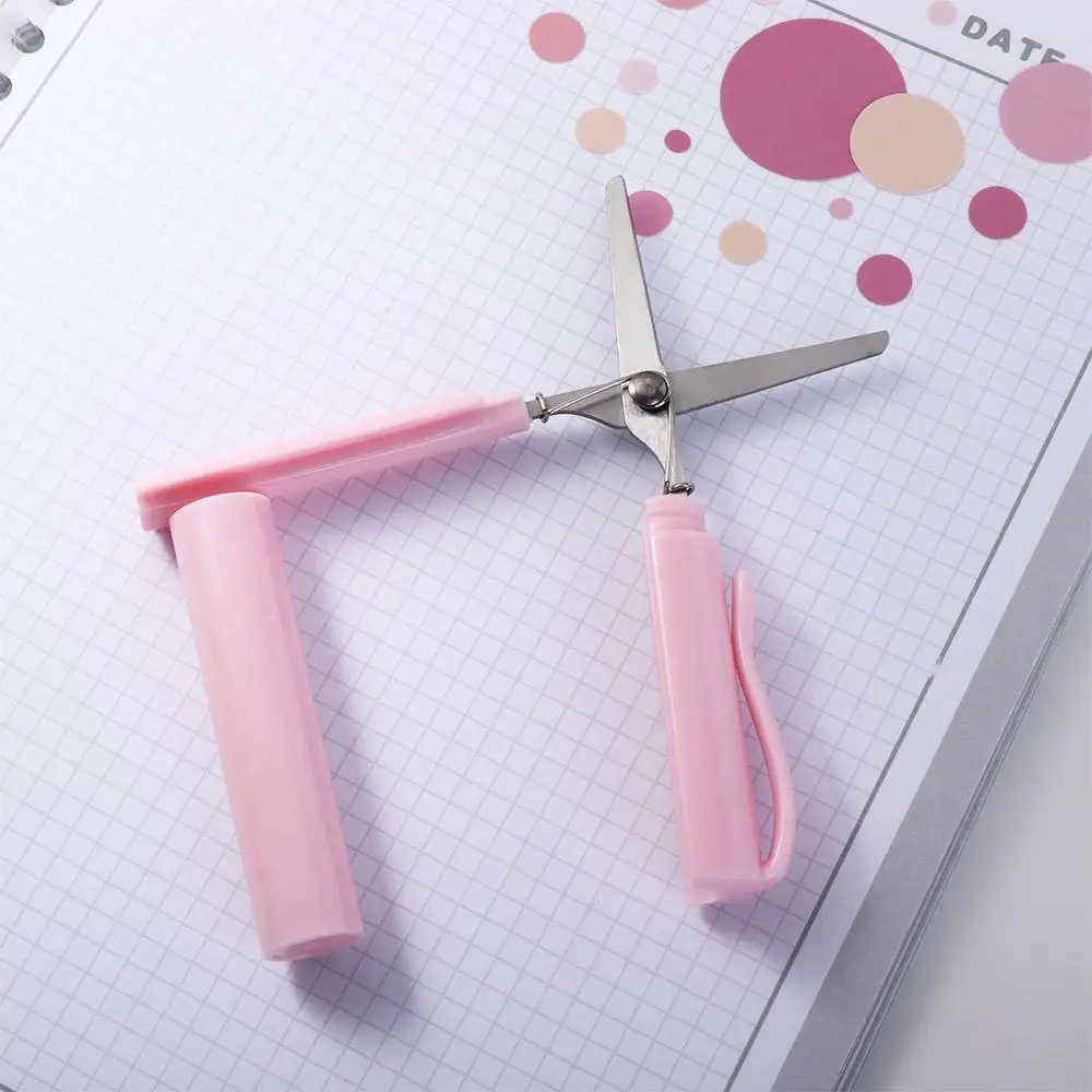 Portable Student DIY School Stationary Handwork Art Tools Handcraft Scissor Safe Folding Scissor Pen Shape Scissor