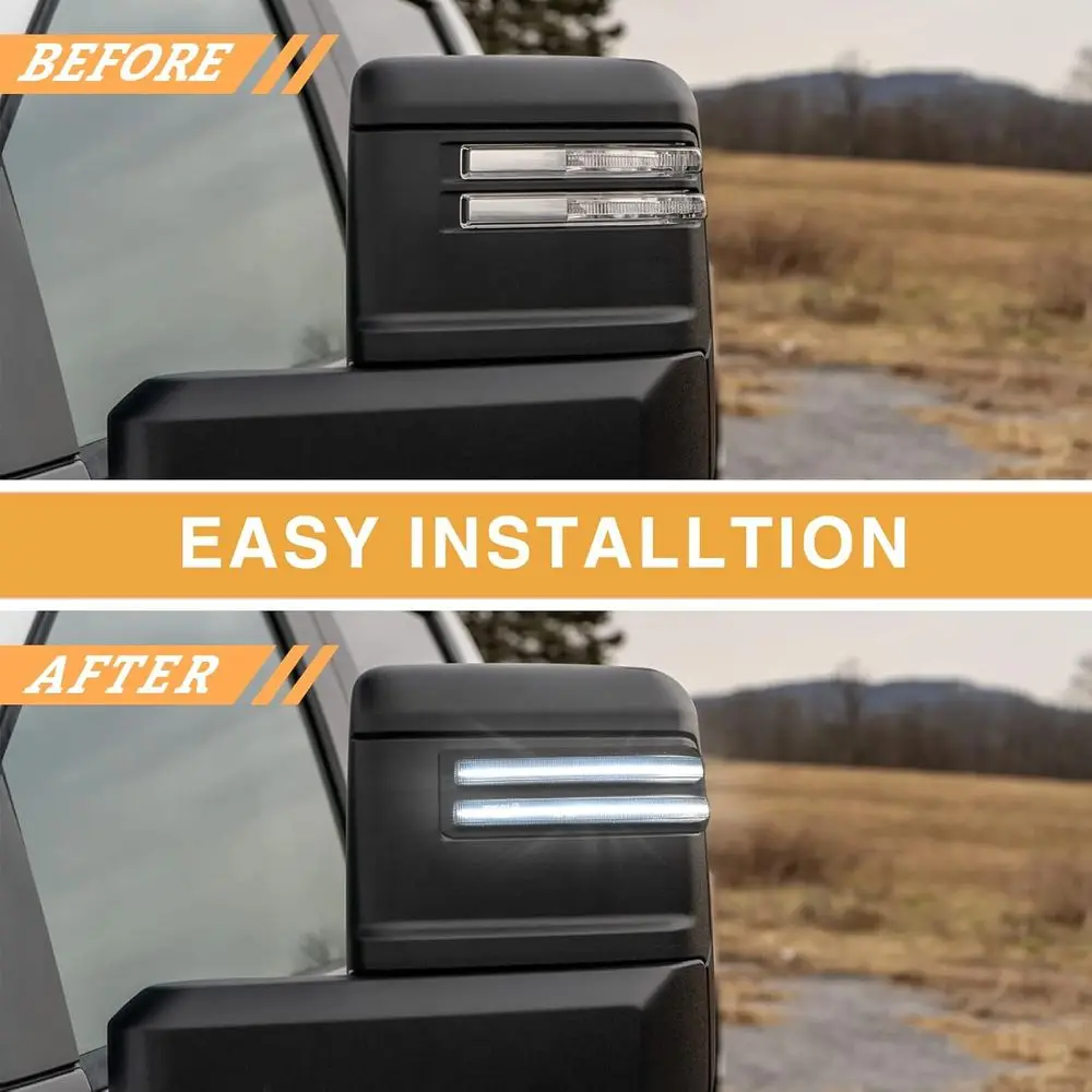 2020-2024 سيلفرادو/سييرا 2500/3500 إشارات الانعطاف الكهرمانية المتتابعة LED مع DRL الأبيض، عدسة دخان مكونة من قطعتين #5