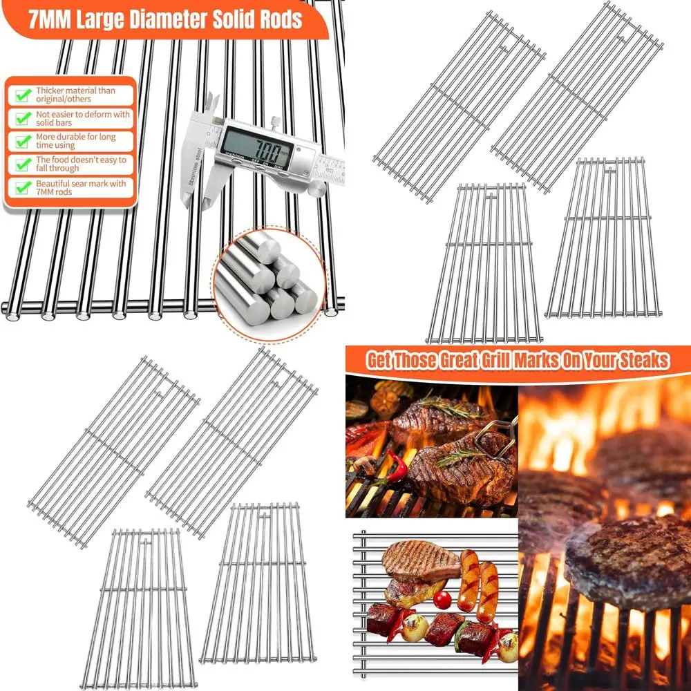 

7mm Round Stainless Steel Grill Cooking Grates - Replacement Parts for BBQ Grills
