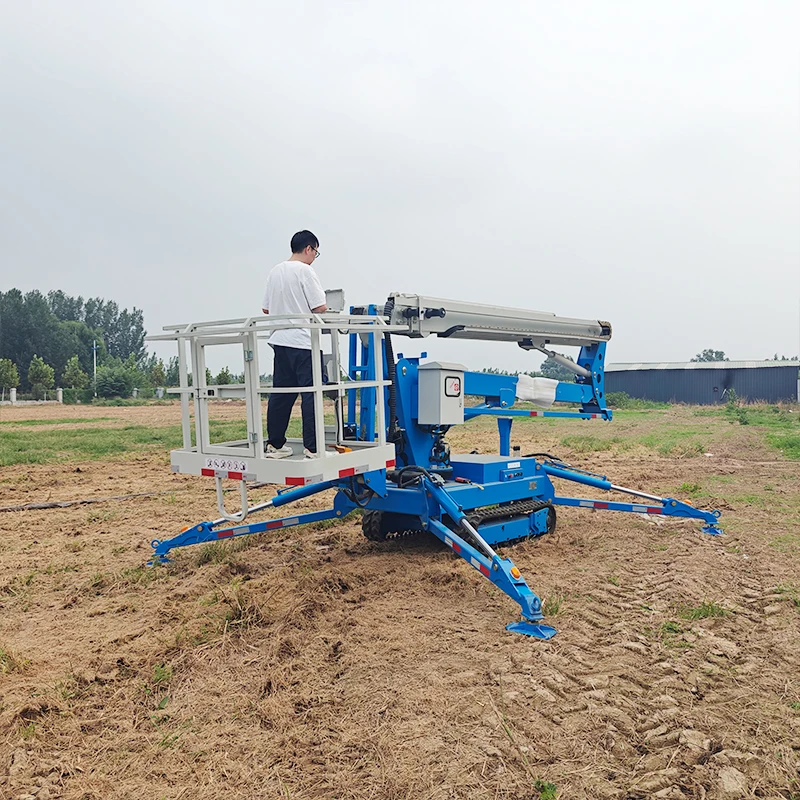 18m 20m Rotary Basket Electric Aerial Work Lift Platform Adjustable Crawler Tracked Spider Boom Lift