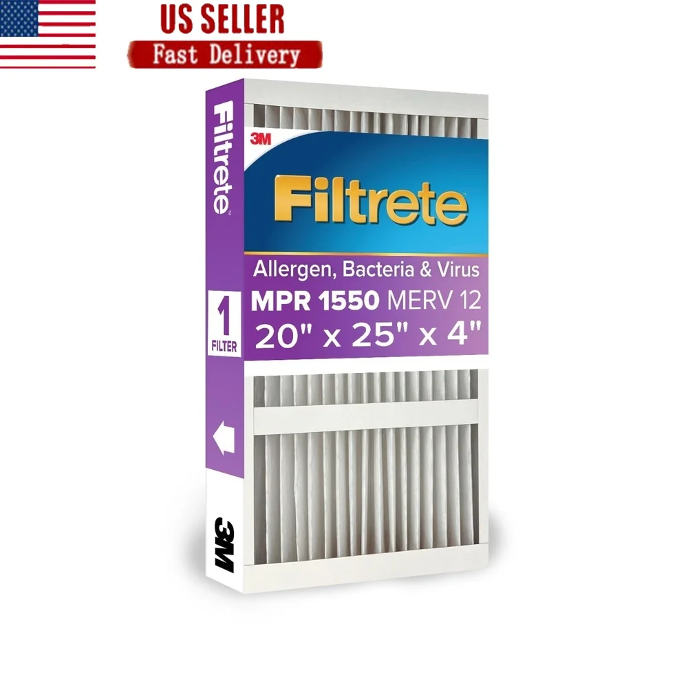 20x25x4 MPR 1550 MERV 12 فلتر هواء للحد من الحساسية للغاية HVAC متوافق مع التقاط الغبار تصميم مطوي للحساسية المعتمدة