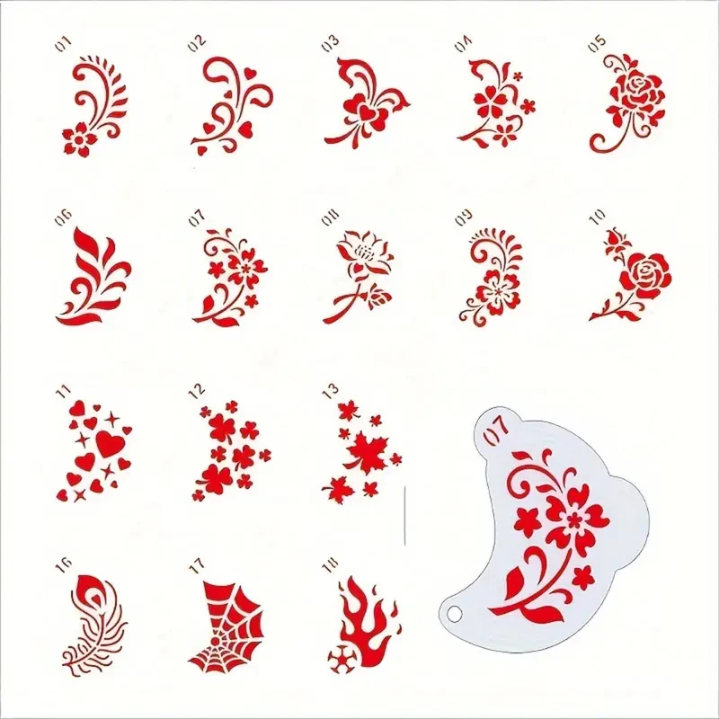 20 Reusable face painting templates，Thickened PET Plastic material，Can be washed and reused repeatedly；Styles include a variety